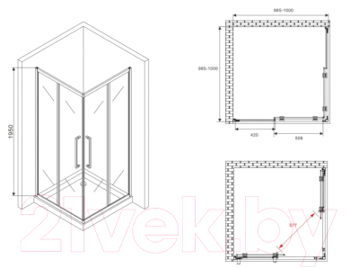 Душевой уголок Abber Schwarzer Diamant AG02100BMH