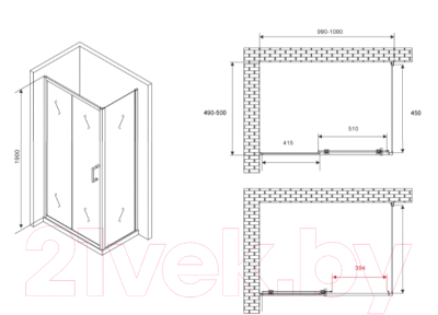 Душевой уголок Abber Schwarzer Diamant AG301005-S505
