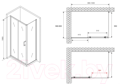 Душевой уголок Abber Schwarzer Diamant AG30100B5-S60B5