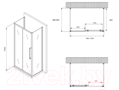 Душевой уголок Abber Schwarzer Diamant AG30100BH-S50B-S50B