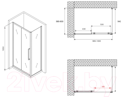 Душевой уголок Abber Schwarzer Diamant AG30100BH-S60B