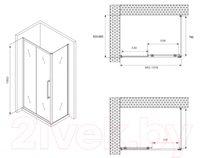 Душевой уголок Abber Schwarzer Diamant AG30100BH-S85B