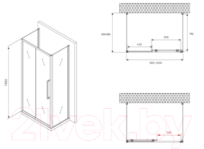 Душевой уголок Abber Schwarzer Diamant AG30100BH-S85B-S85B
