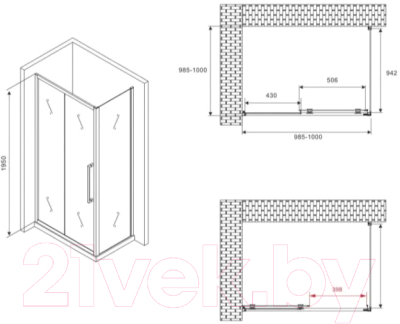 Душевой уголок Abber Schwarzer Diamant AG30100BMH-S100BM