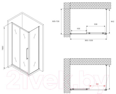 Душевой уголок Abber Schwarzer Diamant AG30100BMH-S70BM