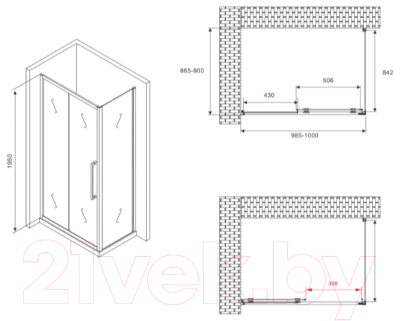 Душевой уголок Abber Schwarzer Diamant AG30100BMH-S90BM