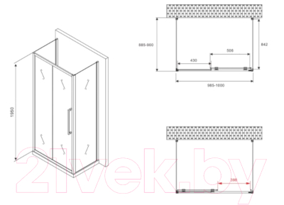 Душевой уголок Abber Schwarzer Diamant AG30100BMH-S90BM-S90BM