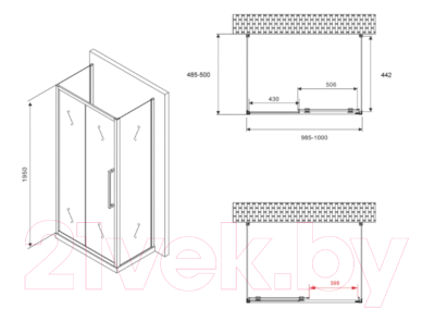 Душевой уголок Abber Schwarzer Diamant AG30100H-S50-S50