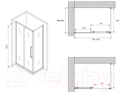 Душевой уголок Abber Schwarzer Diamant AG30100MH-S60M