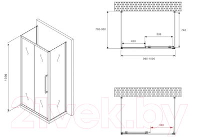 Душевой уголок Abber Schwarzer Diamant AG30100MH-S80M-S80M