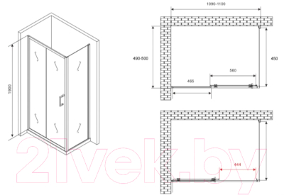 Душевой уголок Abber Schwarzer Diamant AG30110B5-S50B5