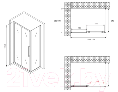 Душевой уголок Abber Schwarzer Diamant AG30110BH-S60B