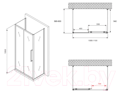 Душевой уголок Abber Schwarzer Diamant AG30110BH-S60B-S60B