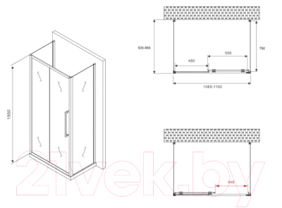 Душевой уголок Abber Schwarzer Diamant AG30110BH-S85B-S85B