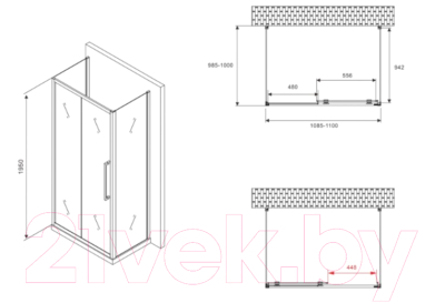 Душевой уголок Abber Schwarzer Diamant AG30110BMH-S100BM-S100BM