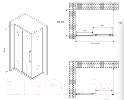 Душевой уголок Abber Schwarzer Diamant AG30110BMH-S90BM