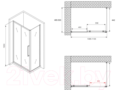 Душевой уголок Abber Schwarzer Diamant AG30110MH-S50M