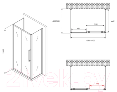 Душевой уголок Abber Schwarzer Diamant AG30110MH-S50M-S50M