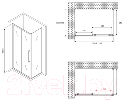 Душевой уголок Abber Schwarzer Diamant AG30110MH-S60M