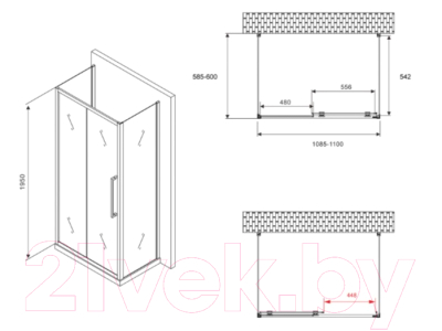 Душевой уголок Abber Schwarzer Diamant AG30110MH-S60M-S60M
