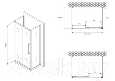 Душевой уголок Abber Schwarzer Diamant AG30110MH-S80M-S80M