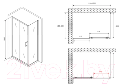 Душевой уголок Abber Schwarzer Diamant AG301205-S505