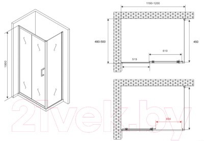 Душевой уголок Abber Schwarzer Diamant AG30120B5-S50B5
