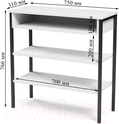 Стеллаж Mio Tesoro Mila Loft (белый/черный)