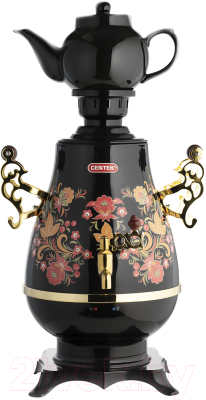 Электросамовар Centek CT-0092 B (черный/рисунок/золото) - фото