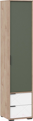 Шкаф-пенал ТриЯ Лео ТД-410.07.21 (гикори джексон/белый матовый/дымчатый зеленый) - фото