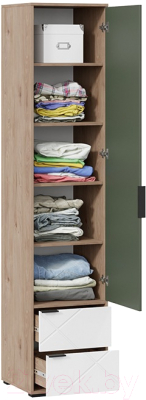 Шкаф-пенал ТриЯ Лео ТД-410.07.21 (гикори джексон/белый матовый/дымчатый зеленый)