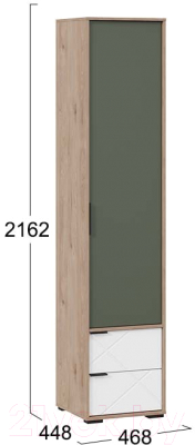 Шкаф-пенал ТриЯ Лео ТД-410.07.21 (гикори джексон/белый матовый/дымчатый зеленый)