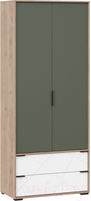 Шкаф ТриЯ Лео ТД-410.07.22 (гикори джексон/белый матовый/дымчатый зеленый) - фото