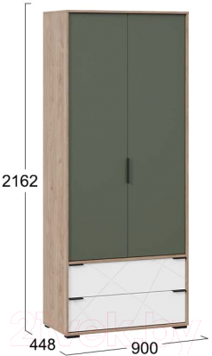 Шкаф ТриЯ Лео ТД-410.07.22 (гикори джексон/белый матовый/дымчатый зеленый)