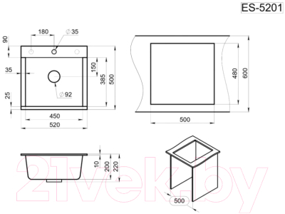 Мойка кухонная GRANULA ES-5201 (черный)