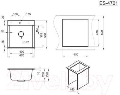 Мойка кухонная GRANULA ES-4701