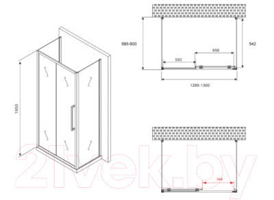 Душевой уголок Abber Schwarzer Diamant AG30130MH-S60M-S60M