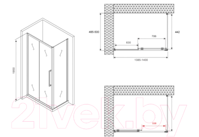 Душевой уголок Abber Schwarzer Diamant AG30140BH-S50B