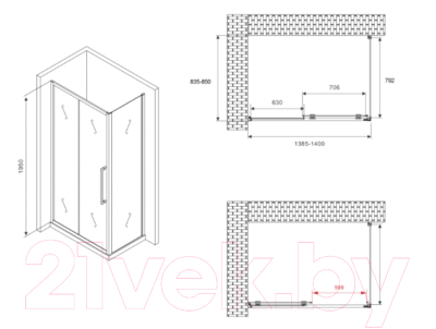 Душевой уголок Abber Schwarzer Diamant AG30140BH-S85B