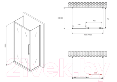 Душевой уголок Abber Schwarzer Diamant AG30140BH-S85B-S85B