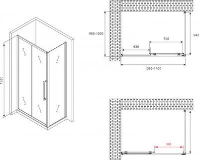 Душевой уголок Abber Schwarzer Diamant AG30140BMH-S100BM-S100BM