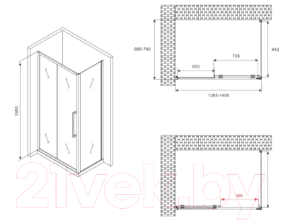 Душевой уголок Abber Schwarzer Diamant AG30140BMH-S70BM