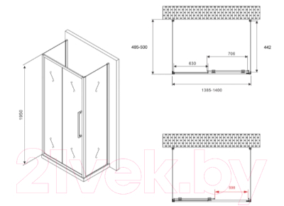 Душевой уголок Abber Schwarzer Diamant AG30140MH-S50M-S50M