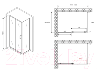 Душевой уголок Abber Schwarzer Diamant AG301505-S505