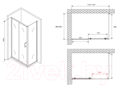 Душевой уголок Abber Schwarzer Diamant AG30150B5-S50B5