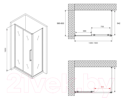 Душевой уголок Abber Schwarzer Diamant AG30150BH-S60B