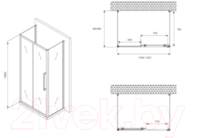 Душевой уголок Abber Schwarzer Diamant AG30150BH-S85B-S85B