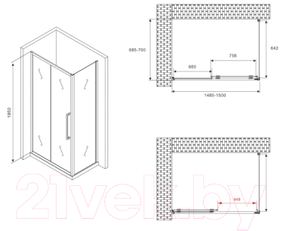 Душевой уголок Abber Schwarzer Diamant AG30150BMH-S70BM