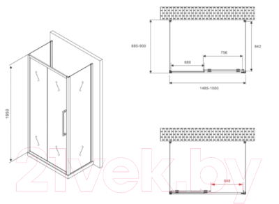 Душевой уголок Abber Schwarzer Diamant AG30150BMH-S90BM-S90BM
