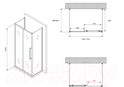Душевой уголок Abber Schwarzer Diamant AG30150H-S50-S50
